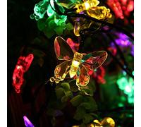 SALCAR Guirlande Lumineuse Solaire, 5 mètres de chaîne de lumière LED Solaire 20 Papillon éclairage de décoration pour Les fêtes de Noël (RGB)