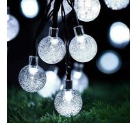 SALCAR Guirlande Solaire LED Extérieur, 10M 40 Boules Cristal Lumineuses, 8 Modes, IP44 Étanche Guirlande Lumineuse Outdoor pour Balcon Camping Tente Jardin Décoration, Blanc Froid
