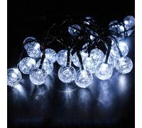 SALCAR Guirlande Solaire LED Extérieur, 5M 20 Boules Cristal Lumineuses, 8 Modes, IP44 Étanche Guirlande Lumineuse Outdoor pour Balcon Camping Tente Jardin Décoration, Blanc Froid