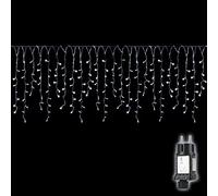 SALCAR Guirlande Stalactite Exterieur, 5M 200 LED Rideau Lumineux Noel vec 8 Modes et Minuterie, IP44 étanche Guirlande Lumineuse Exterieur pour Fenêtre, Balcon, Jardin, Toit, Blanc Froid