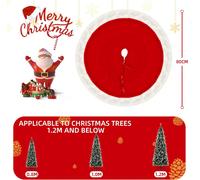 SALCAR Jupe de sapin de Noël ronde en fausse fourrure pelucheuse rouge - 80 cm