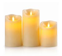 SALCAR LED bougie 3 types, 3AAA bougie LED à piles, 15cm, 12,5cm, 10cm de hauteur bougie décorative pour dîner, anniversaire, fête de Noël - jaune