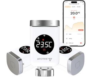 SALCAR Pack de 3 Têtes Thermostatiques Connectées TRV801W WiFi Thermostat Compatible avec Amazon Alexa & Google Assistant Tuya Programmable Thermostat, Aucune Passerelle Requise