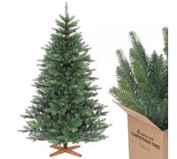 SALCAR Sapin de Noël Artificiel 180 cm, Sapin Vert avec Branches en PE et PVC, Idéal pour Maison, Salon et Bureau, Base en Bois
