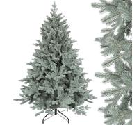 SALCAR Sapin de Noël Artificiel de 150 cm en PE et Pointes Invisibles en PVC - Gris Vert Naturel - avec système de Pliage Rapide et Support en métal
