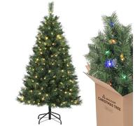 SALCAR Sapin de Noël Artificiel Lumineux 120 cm, Éclairage LED | Arbre de Noel avec 110 LED, 226 Pointes de Branche, Gants et Pieds de Sapin de Noël en Métal, Lgnifuge, Assemblage Rapide