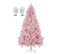 SALCAR Sapin de Noël Artificiel Rose 180cm, Arbre de Noel avec 735 Pointes de Branche, Gants et Pieds de Sapin de Noël en Métal, Lgnifuge, Assemblage Rapide