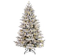 SALCAR Sapin de noël enneigé avec 1230 branches et éclairage 300 LED blanc chaud - 180 cm