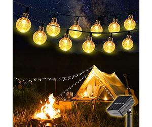 SALCAR Solaire Guirlande Lumineuse 10m, 40 Ampoules Extérieure Guirlande lumineuse LED à Piles Petites Boules pour Fête Noël Halloween Mariage Anniversaire Soirée Décor Chambre Terrasse - Blanc Chaud