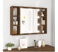 ""SALE 2025""Armoire à miroir avec LED - Armoire de Salle de Bain - Chêne marron - 76x15x55 cm,11,34 Kg 7110