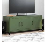 ""SALE 2025""Armoire Basse Télé - Meuble TV vert olive 100,5x39x43,5 cm acier laminé à froid,15,47 Kg 7456