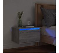 ""SALE 2025""Armoire de Nuit suspendue - Table de chevet murale avec lumières LED - Sonoma gris -,10,92 Kg 8629