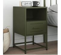 ""SALE 2025""Armoire de Nuit - Table de chevet vert olive 36x39x60,5 cm acier,9,19 Kg 6973