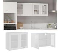 ""SALE 2025""Armoire en verre suspendue - vitrine cuisine murale - Blanc 80x31x60 cm - bois d'ingénierie,19,95 Kg 3810
