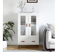 ""SALE 2025""Armoire haute vitrine - Bibliothèque Buffet haut - blanc 69,5x31x115 cm - bois d'ingénierie,30 Kg 7876