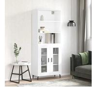 ""SALE 2025""Armoire haute vitrine - Bibliothèque Buffet haut - Blanc 69,5x34x180 cm - bois d'ingénierie,43,11 Kg 2715