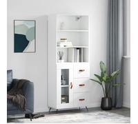 ""SALE 2025""Armoire haute vitrine - Bibliothèque Buffet haut - Blanc 69,5x34x180 cm - bois d'ingénierie,46,92 Kg 6014