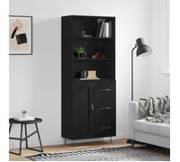 ""SALE 2025""Armoire haute vitrine - Bibliothèque Buffet haut - Noir 69,5x34x180 cm - bois d'ingénierie,47,17 Kg 4709