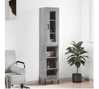 ""SALE 2025""Armoire haute vitrine - Bibliothèque Buffet haut - Sonoma gris - 34,5x34x180 cm - bois d'ingénierie,30,24 Kg 7653