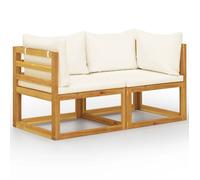 ""SALE 2025""Banc arrière-cour/Banc de jardin à 2 places avec coussins - blanc crème - 70x70x60 cm,23,8 Kg 2072