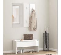 ""SALE 2025""Banc d'entrée multifonctionnel - Ensemble de meubles de couloir - Blanc brillant - bois d'ingénierie,21,1 Kg 3768