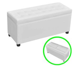 ""SALE 2025""Banc du couloir - Pouf de rangement - Cuir synthétique Blanc,9,35 Kg 4139
