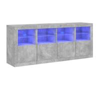 “SALE 2025”Buffet bas salon - Classique - Commode Buffet avec lumières LED - Gris béton - 163x37x67 cm chill639203
