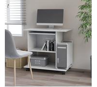 ""SALE 2025""Bureau informatique multimédia - Bureau d'ordinateur Blanc 80x50x75 cm - bois d'ingénierie,25,55 Kg 7043