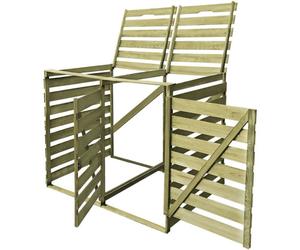 ""SALE 2025""Cache-poubelle décor - Abri pour poubelle double 240 L Bois imprégné chill666882