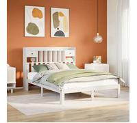 ""SALE 2025""Cadre de lit/ Lit bibliothèque - Lit 2 personnes - blanc 140x190 cm - bois pin massif,31.02 Kg 5560