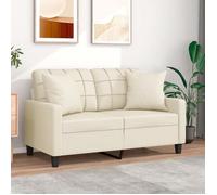 ""SALE 2025""Canapé fixe - Canapé 2 places avec oreillers crème 120 cm similicuir - 138x77x80 cm 23 55 Kg 6437