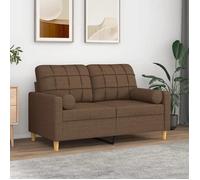 ""SALE 2025""Canapé fixe - Canapé 2 places avec oreillers décoratifs marron 120 cm tissu - 138x77x80 cm 22 3 Kg 7947