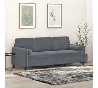 ""SALE 2025""Canapé fixe - Canapé 3 places avec oreillers - gris foncé - 180 cm velours - 198x77x80 cm 29 7 Kg 9757