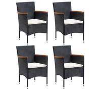 ""SALE 2025""Chaises à manger de jardin - lot de 4 - Fauteuils de Jardin - Résine tressée Noir - 55x58x84 cm 25 64 Kg 6573
