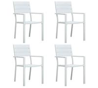 ""SALE 2025""Chaises de jardin - lot de 4 - Fauteuils de Jardin - Blanc PEHD Aspect de bois - 62x55,5x88,5 cm,29,8 Kg 8035