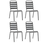 ""SALE 2025""Chaises d'extérieur - lot de 4 - Fauteuils de Jardin - Design à lattes Acier - gris foncé - 42x63x84 cm,20,6 Kg 6457