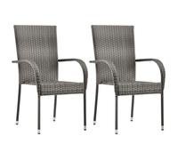 ""SALE 2025""Chaises empilables d'extérieur - lot de 2 - Fauteuils de Jardin - Gris Résine tressée - 55,5x53,5x95 cm,9 Kg 6461