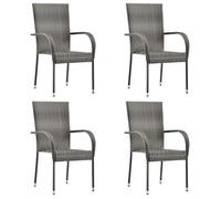 ""SALE 2025""Chaises empilables d'extérieur - lot de 4 - Fauteuils de Jardin - Gris Résine tressée - 55,5x53,5x95 cm,16,4 Kg 5635