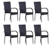 ""SALE 2025""Chaises empilables d'extérieur - lot de 6 - Fauteuils de Jardin Résine tressée Noir - 55,5x53,5x95 cm,23,8 Kg 7991