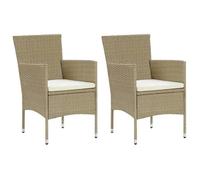 ""SALE 2025""Chaises manger de jardin - lot de 2 - Fauteuils de Jardin - Résine tressée Beige - 53x58x84 cm,12,6 Kg 4166