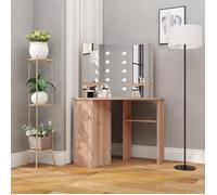 ""SALE 2025""Coiffeuse meuble moderne à femmes - Coiffeuse d'angle avec LED - Chêne 111x54x141,5 cm,37,7 Kg 4525