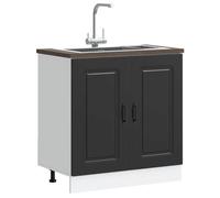 ""SALE 2025""Commode bahut cuisine - Meuble bas pour évier - Kalmar noir 80x46x81,5 cm bois ingénierie,22,5 Kg 7910