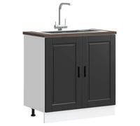 ""SALE 2025""Commode bahut cuisine - Meuble bas pour évier - Porto - noir 80x46x81,5 cm bois ingénierie,21,8 Kg 6013