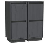 “SALE 2025”Commode Lot de 2 Buffets bas salon - Classique - Gris 31,5x34x75 cm - Bois massif de pin chill432585