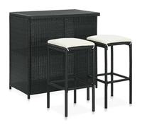 ""SALE 2025""Ensemble de bar 3 pcs - 2 Tabourets et Table Salle à Manger - Résine tressée Noir,25 Kg 3278