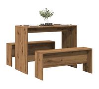 ""SALE 2025""Ensemble table à manger et bancs 3 pcs - Table et 2 Chaises de Repas - bois d'ingénierie 27 35 Kg 7477