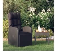 ""SALE 2025""Fauteuils relax/Maximum 110 kg - Chaise Chaise inclinable de jardin et coussin Résine tressée Noir ABHT 5872792