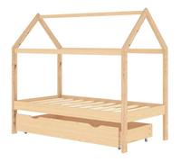 ""SALE 2025""Lit Cabane d'enfant MOOD - Cadre de lit pour enfant et un tiroir bois pin massif 80x160 cm - Charge : 280 kg -