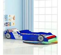 ""SALE 2025""Lit simple Adolescent - Lit voiture de course pour enfants avec LED 90 x 200 cm Bleu,31,3 Kg 8532