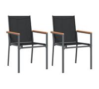 ""SALE 2025""Lot de 2 fauteuils relax/ Chaises de jardin - Ensemble de 2 pièces - noir 55x61,5x90cm textilène et acier Chill754767